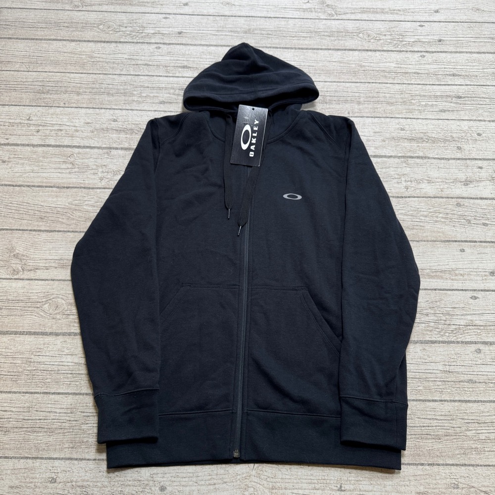 Oakley Hoodie Men's Small Black Fleece Full Zip Regular Fit Athleisure Varsity